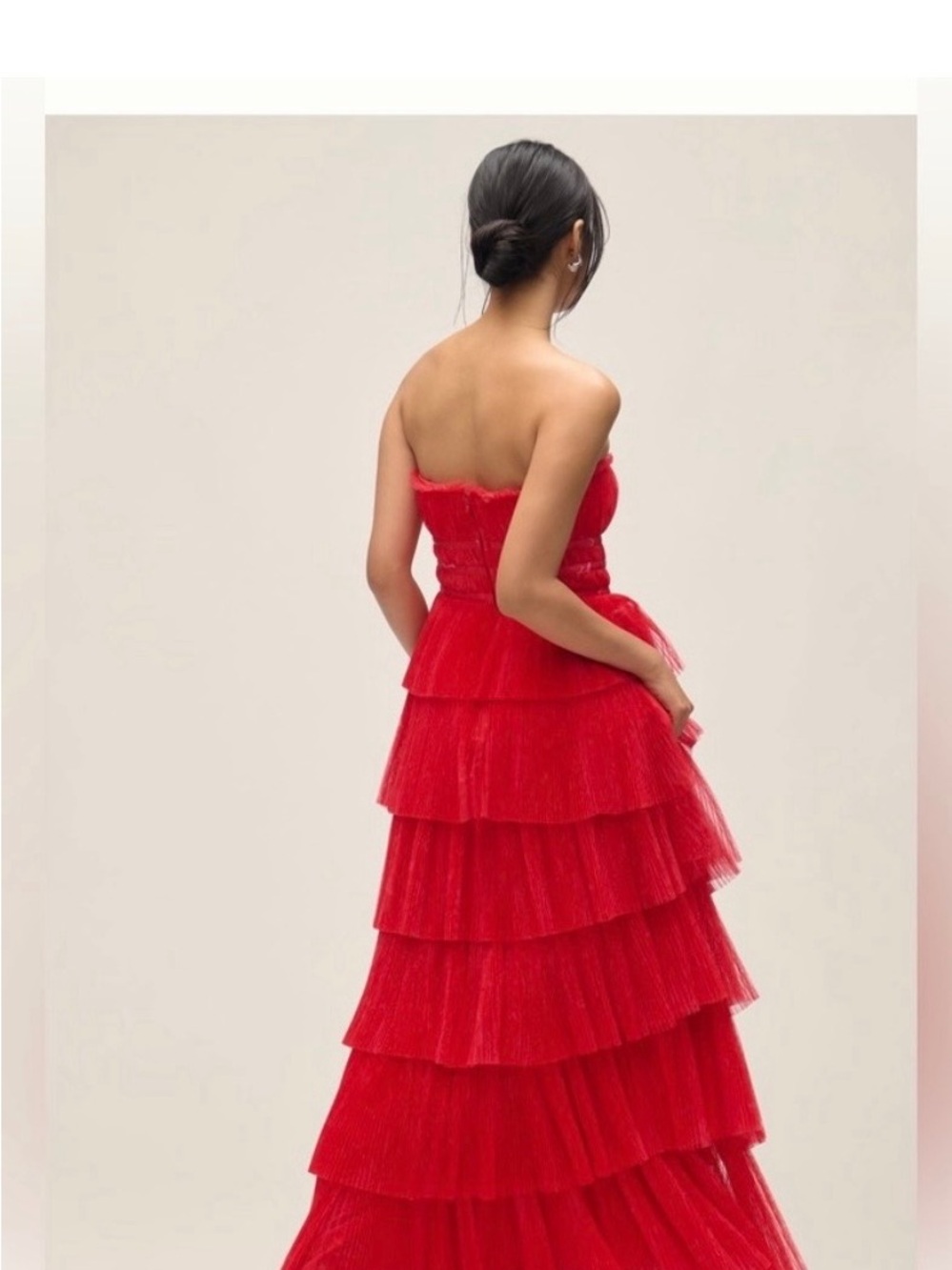 Hutch Strapless Tiered Red Gown - Picture 2 of 6